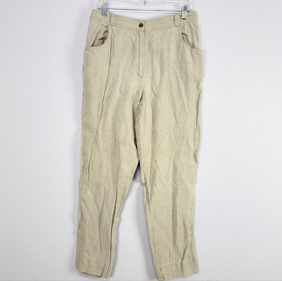 Vintage Pure Nature Earthy High Rise Relaxed Fit Linen Pants Size Large - Picture 12 of 15